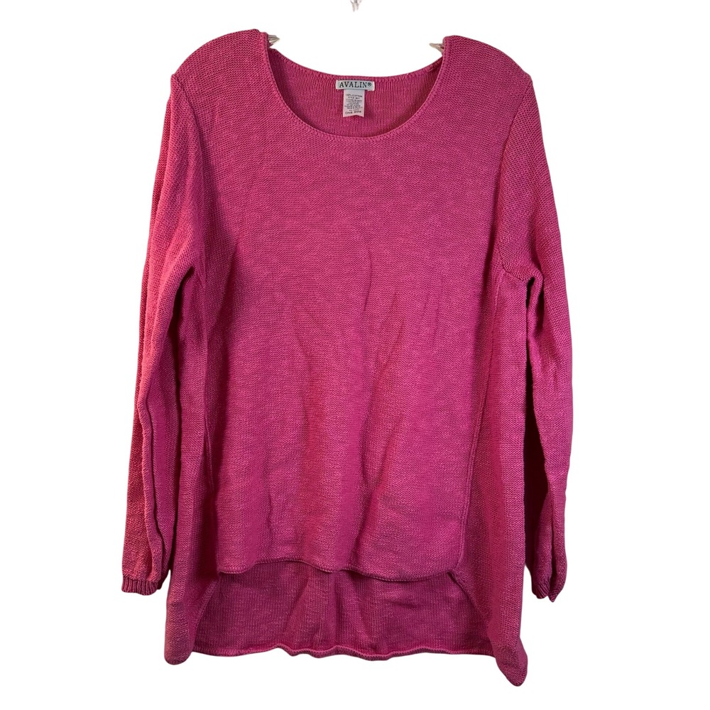 Avalin Pink 100% Cotton Knit Sweater Oversized High-Low Made in USA One Size